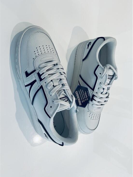 Lacoste L001 123 7 Mens Leather Low Top Sneaker In White Black Size US 11 - Picture 9 of 9